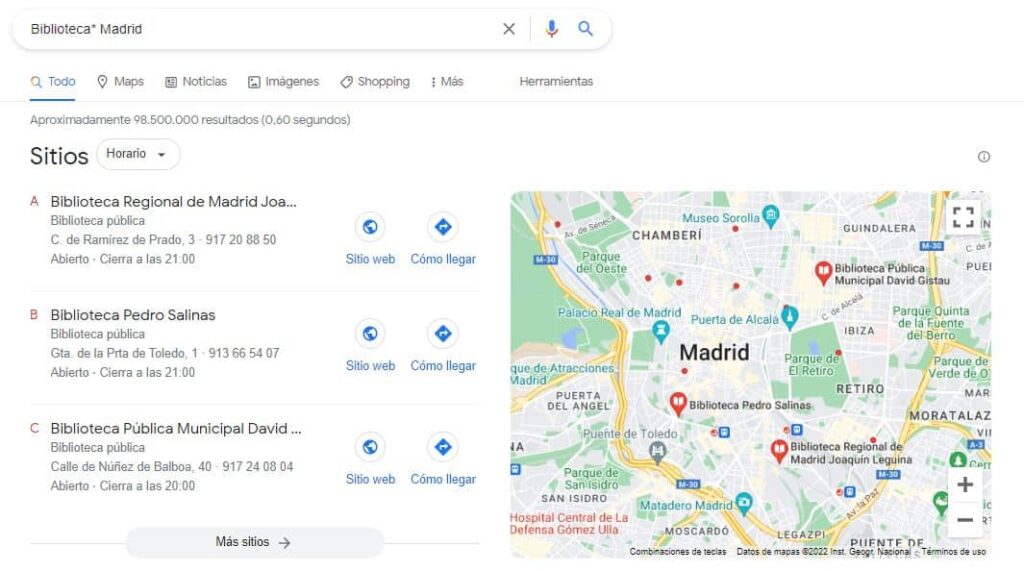 Asterisco trucos google
