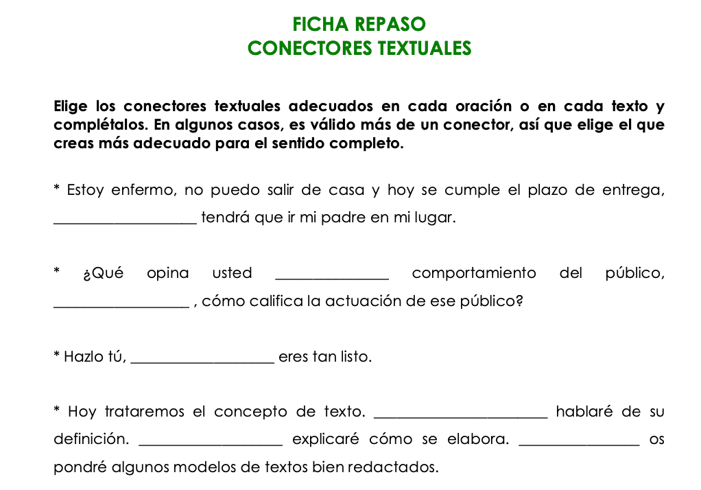 ficha conectores textuales