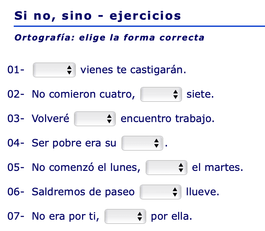 ejercicio sino o si no 