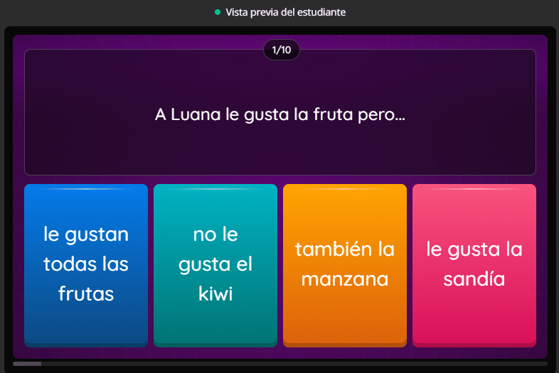 Quizziz de conectores textuales