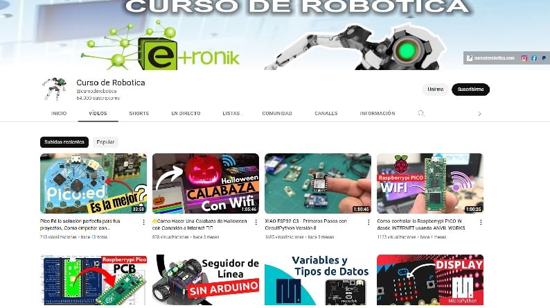 Curso de robótica, canales de YouTube para aprender robótica