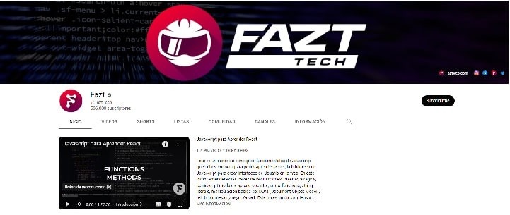 canal de YouTube Fazt Tech: aprender a programar en JavaScript