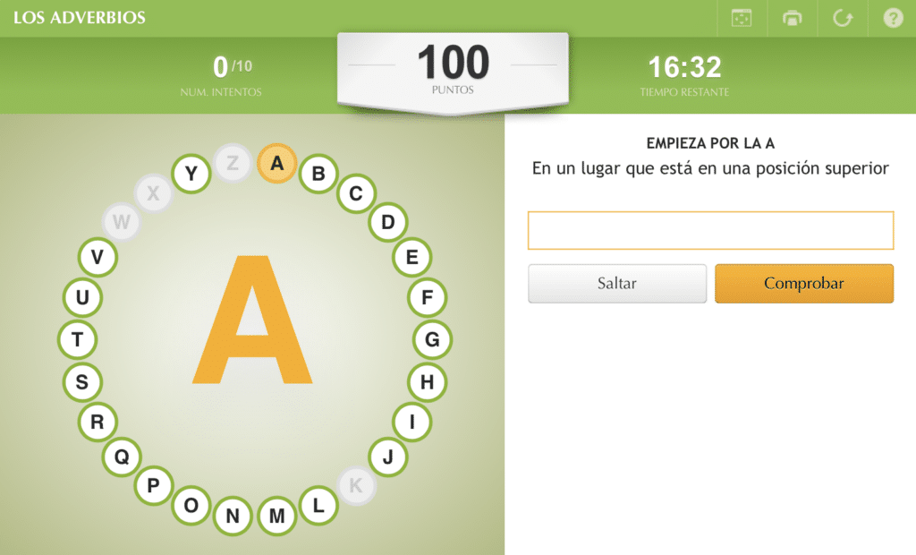 La ruleta de los adverbios 