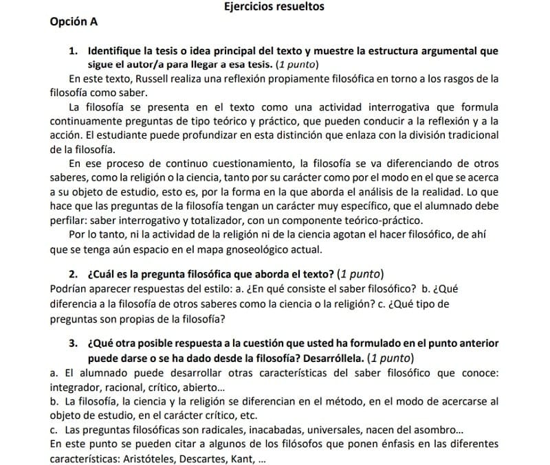 Ejercicios De Filosofía Examen Nueva Ebau 