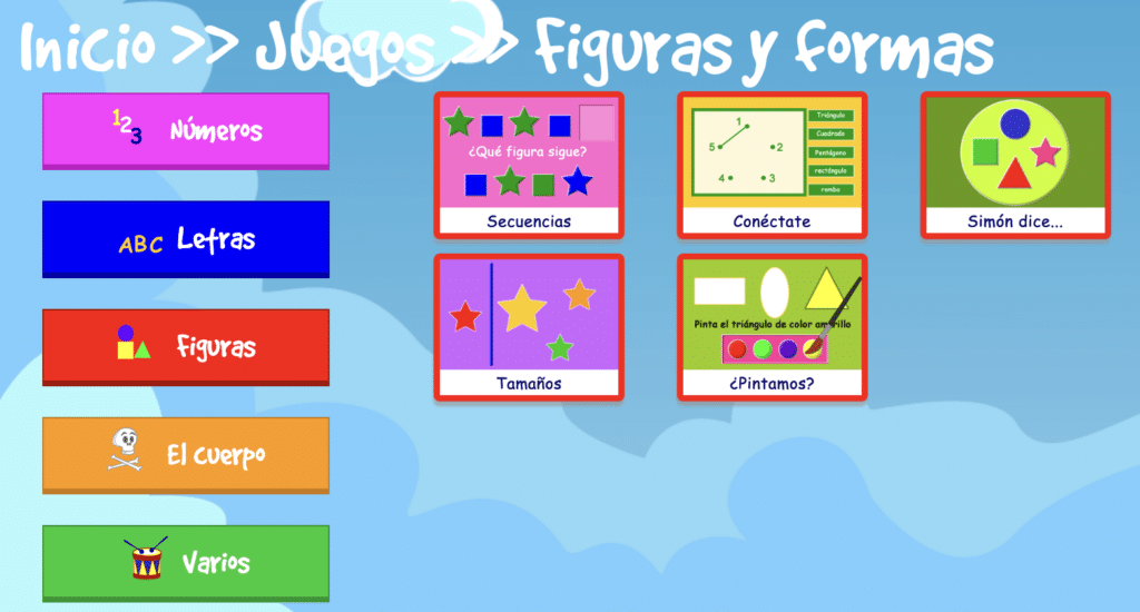 Juegos educativos de formas y figuras 