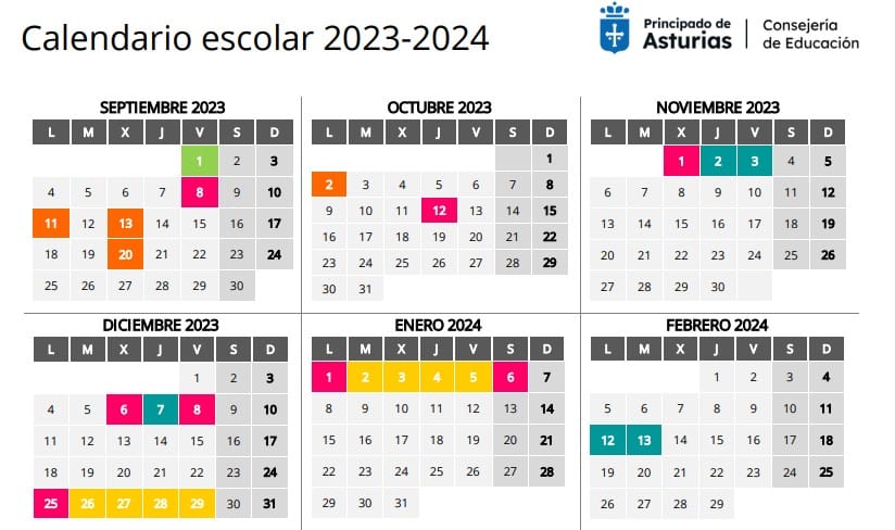 Calendario escolar 2023 asturias