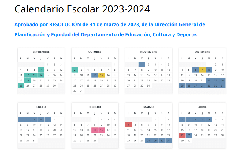 Calendario escolar aragón