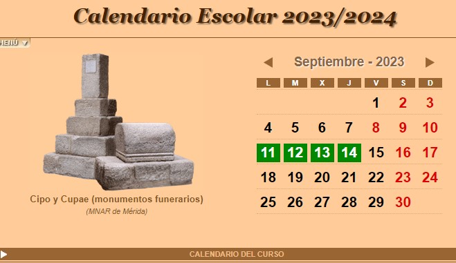 Calendario Escolar 2023 Extremadura