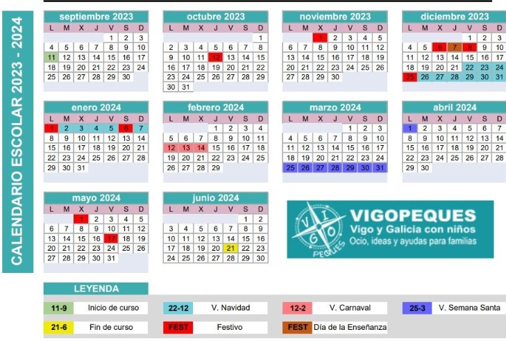 Calendario Escolar 2023 Galicia