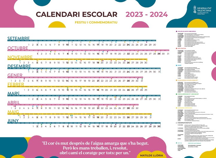 Calendario escolar 2023 valencia