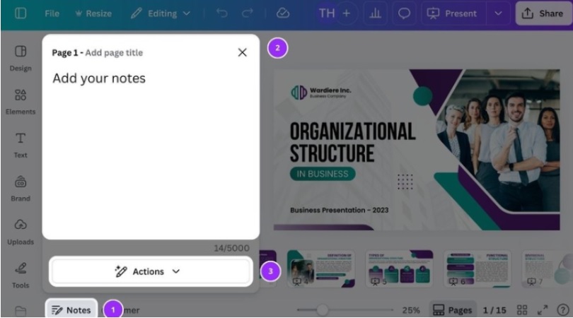 Canva notas de presentador