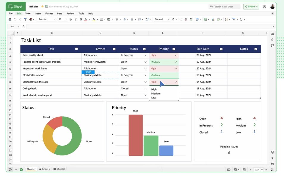 rows alternativas a excel, zoho