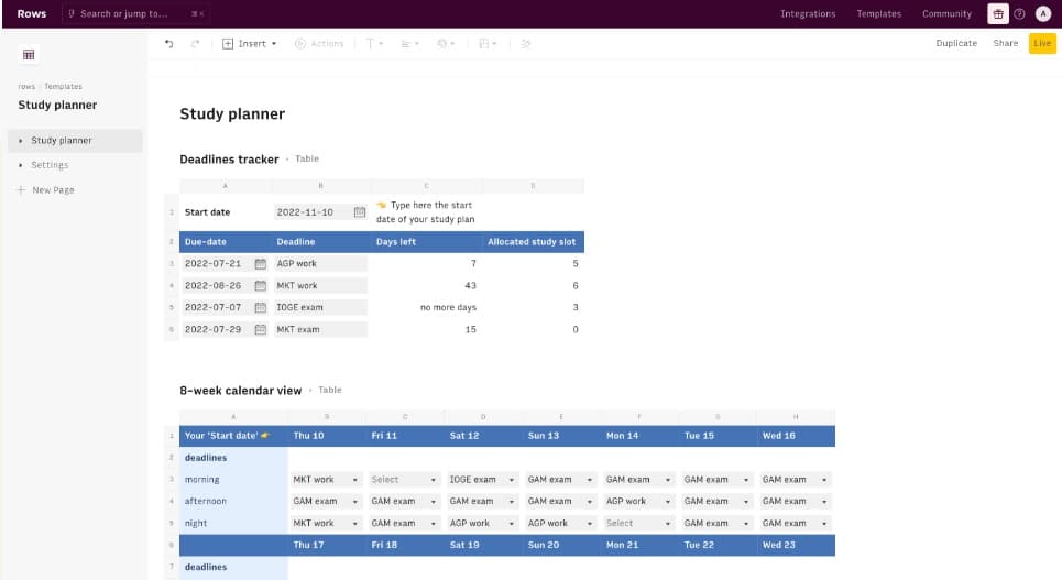 Rows: La Alternativa A Excel