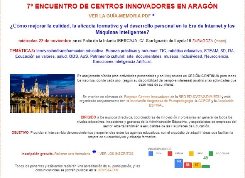 centros innovadores Aragón Eventos educativos de noviembre de 2023