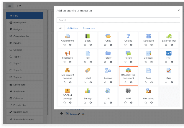 Moodle y ONLYOFFICE Docs