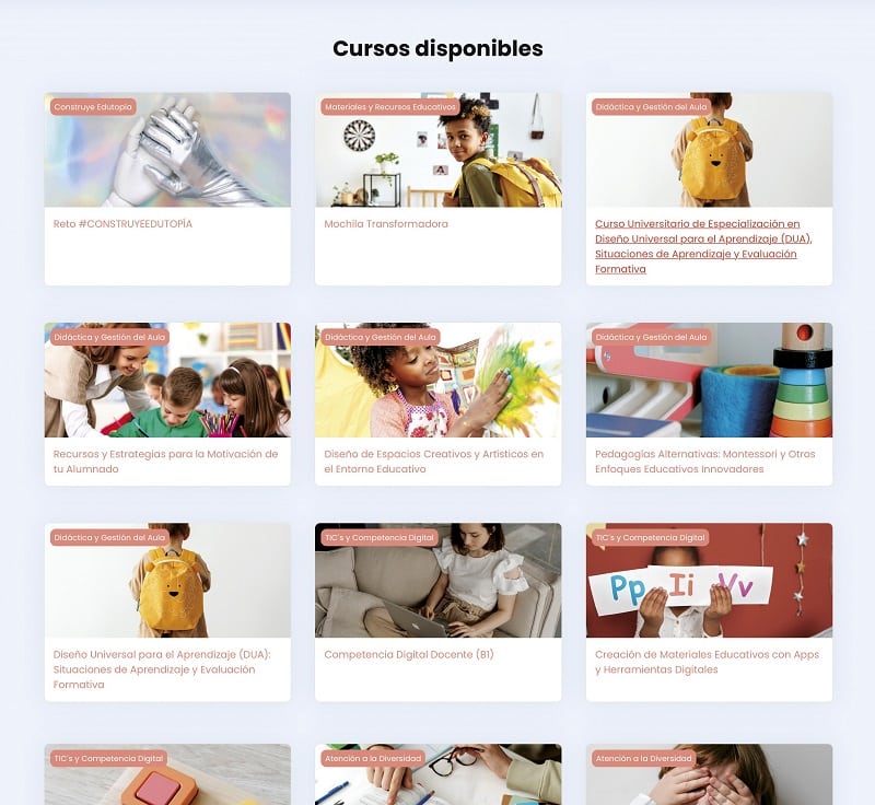 Cursos universitarios de especialización Edutopía Formación