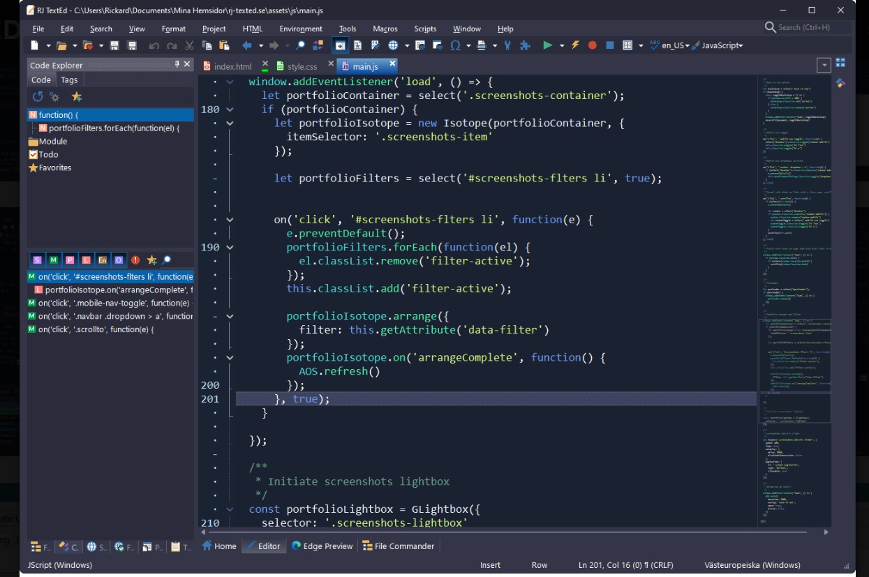 RJ TextEd editor de código