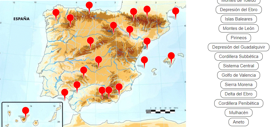 Juego Mapa Físico España