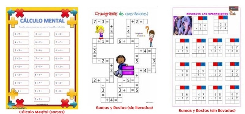 sumas y restas primaria