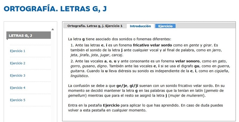 ejercicios con g y j