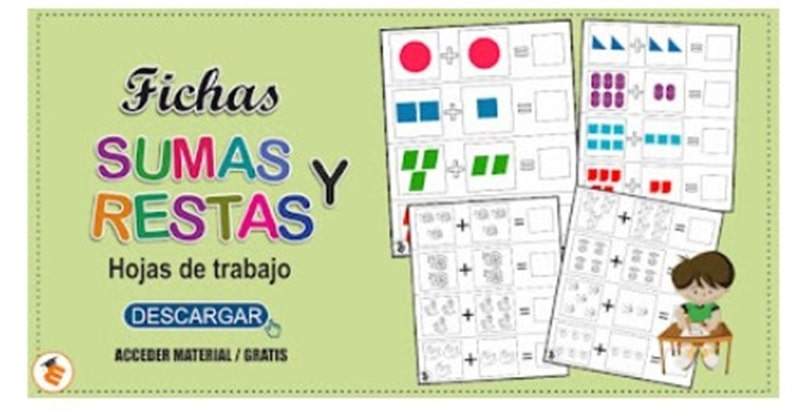 fichas sumas y restas para infantil