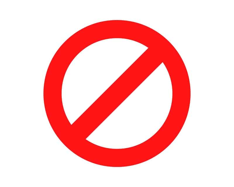 Red Prohibited sign No icon warning or stop symbol safety danger isolated vector illustration
