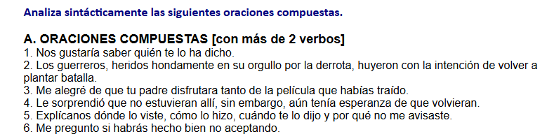 100 oraciones
