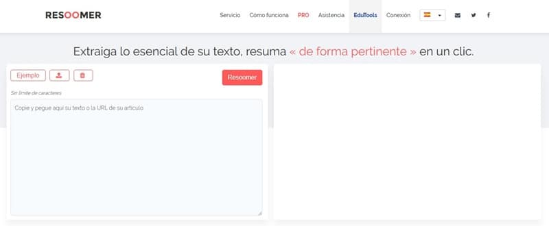 Resoomer es una de las herramientas más populares para resumir textos largos: la usa tanta gente que ¡acorta diariamente 5 millones de textos!