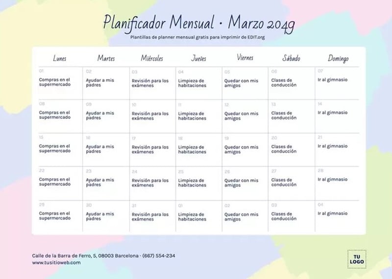 plantillas de planificadores mensuales para imprimir