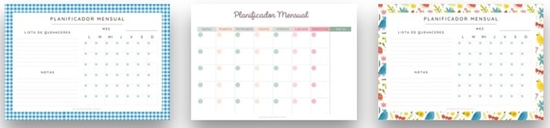 plantillas de planificadores mensuales para imprimir