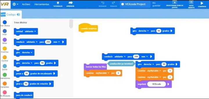 VEXcodeVR- alternativas a Scratch