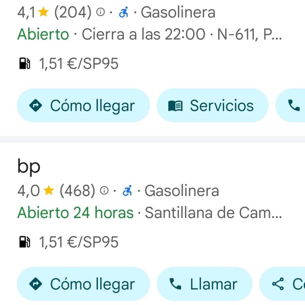 Trucos para Google Maps- comparar precio de las gasolineras