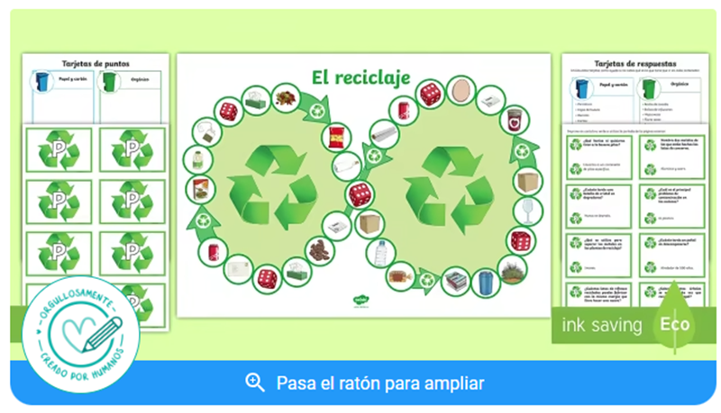 tablero juego reciclar