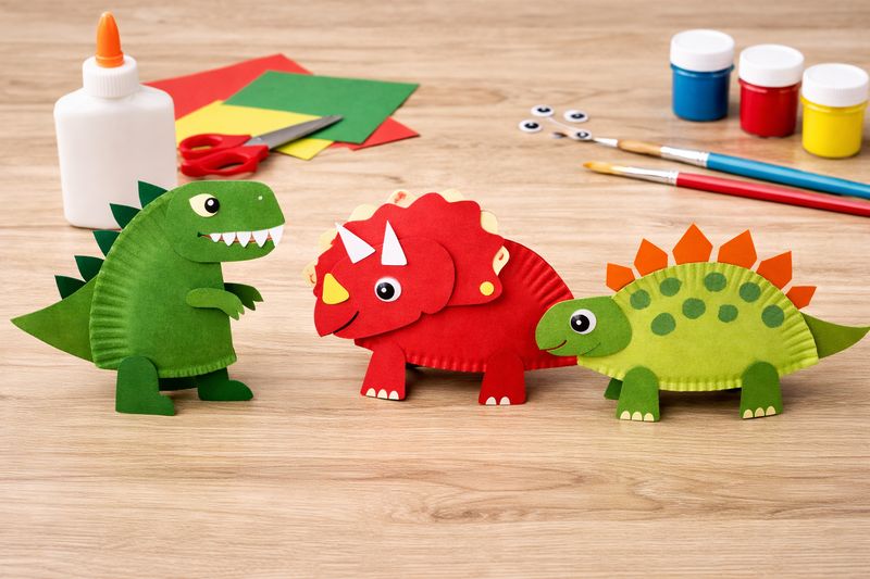 Dinosaurios con platos de papel