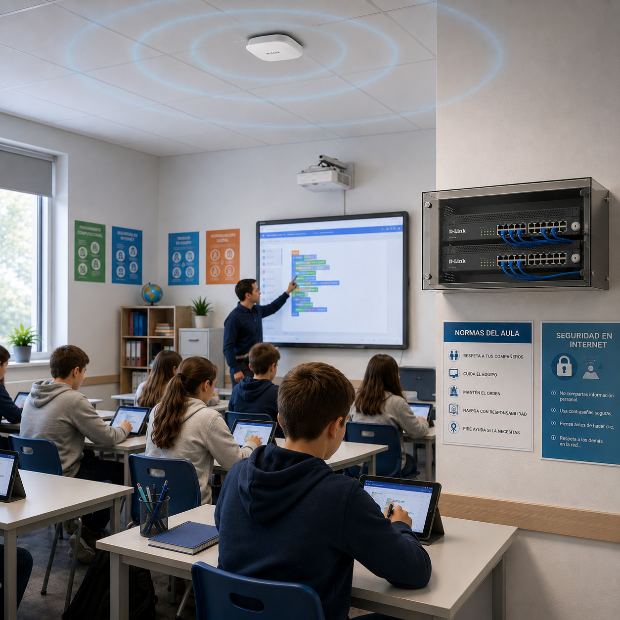 red WiFi segura para colegios